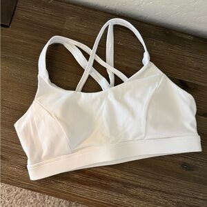 Running Girl White Strappy High Support Sports Bra Size M